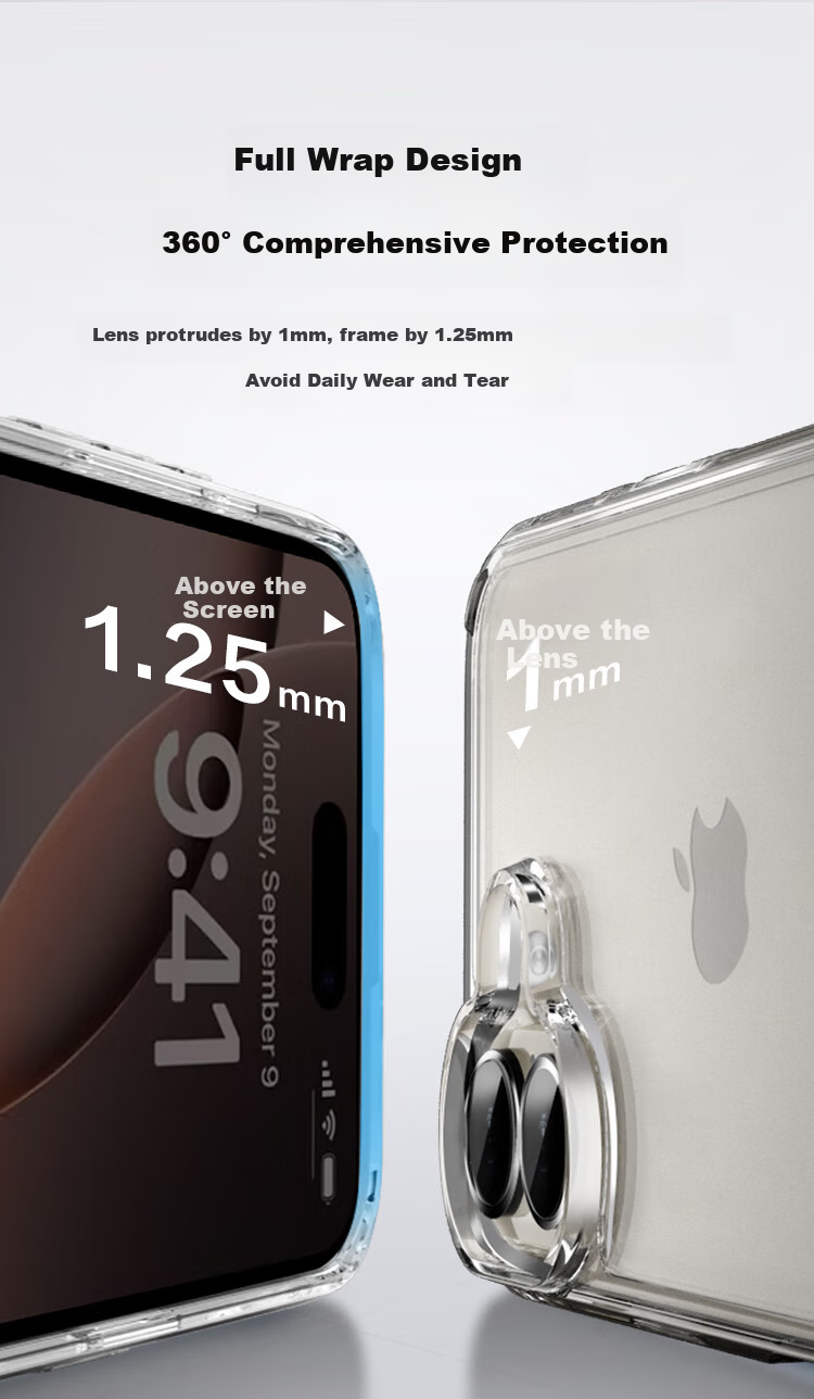 Противоударный чехол JD Original для Apple iPhone 16, ультратонкий, с полной защитой объектива, устойчивый к пожелтению, из PC+TPU, прозрачный