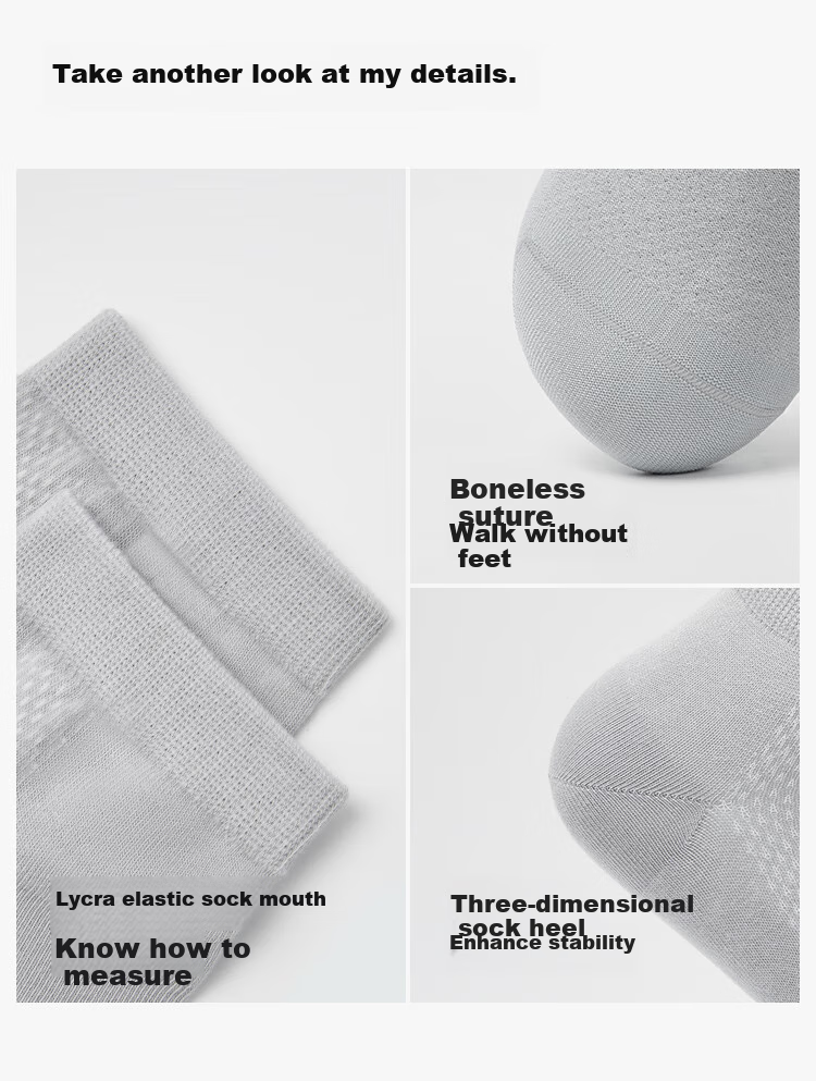 Мужские носки Yizhiyu, короткие, antibacterial, 100% хлопок, спортивные, повседневные, поглощающие пот, дышащие, набор из 5 пар