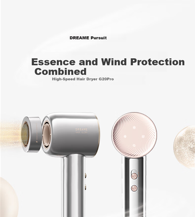 Фен DREAME G20Pro, 1600 Вт, с ионизацией, 4 температурных режима, 2 скорости воздушного потока, золотой