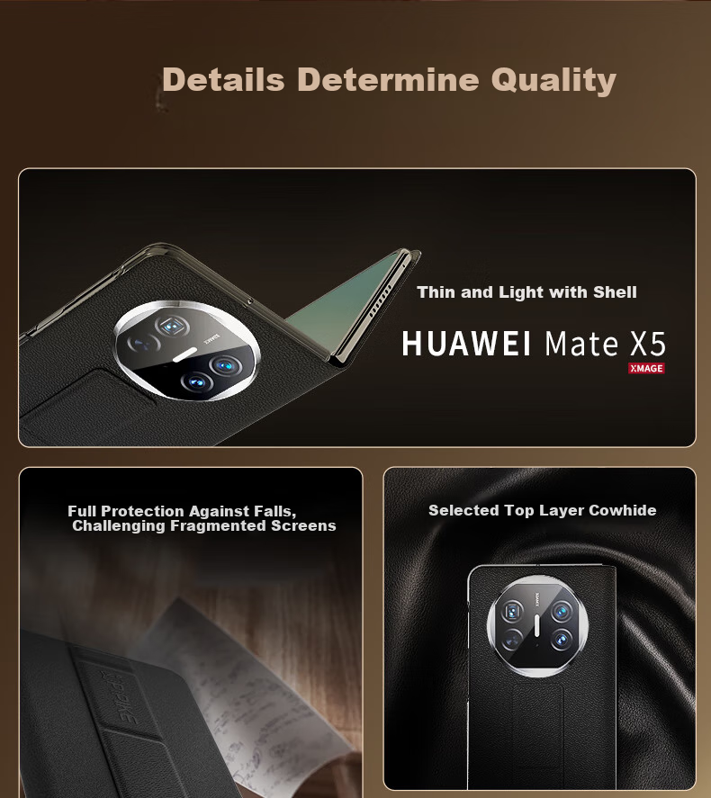 Чехол-книжка Pipiqiao для Huawei Mate X5, кожаный, с защитой от падения, ультратонкий, с окном Smart View, цвет "Phantom Purple"