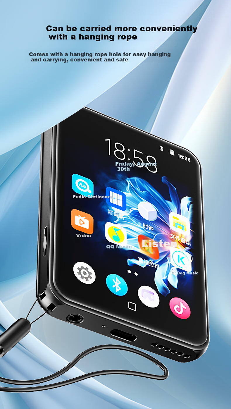 MP3/MP4 плеер RUIZU D60, 48 ГБ, портативный плеер с поддержкой Lossless, Wi-Fi, Bluetooth, словарь для студентов