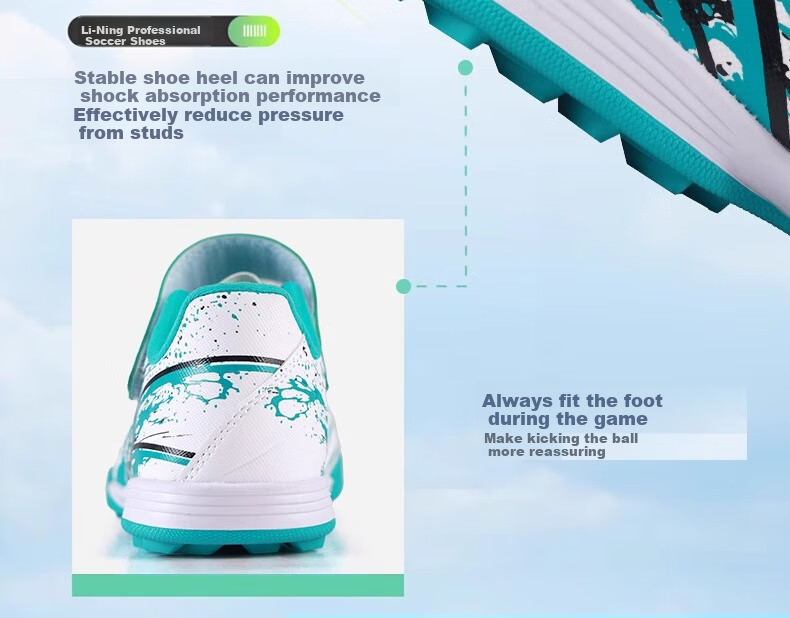 Детские футбольные бутсы Li-Ning, шиповки TF для старших детей и подростков, для начальной и средней школы, для мальчиков и девочек 6-12 лет, профессиональные дышащие бутсы, зеленые, размер 31