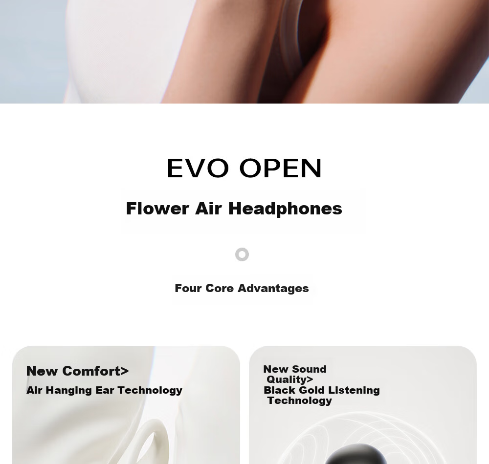 Беспроводные наушники Manbuzhehua Zai Evo Open Bluetooth, с открытым дизайном, длительным временем автономной работы, комфортной посадкой, пространственным звуком, цвет "Туманный розовый", совместимы с Apple, Huawei, Xiaomi