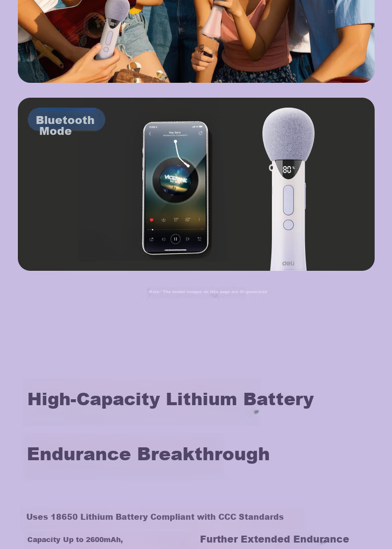 Портативный микрофон-усилитель Deli LT220, 17 Вт, беспроводной Bluetooth, с дисплеем, для лекций, экскурсий, пения, караоке