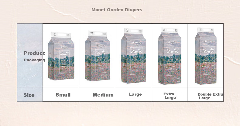 Подгузники Jiaying Monet Garden, размер L, 76 шт. (9-14 кг), мягкие, дышащие, сухие и комфортные, для новорожденных