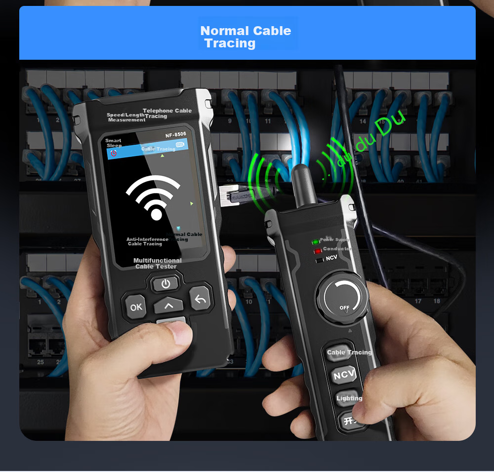 Сетевой тестер Jingmingshu NF-8506, кабельный тестер с поддержкой POE, сканирование IP, пинг-тест