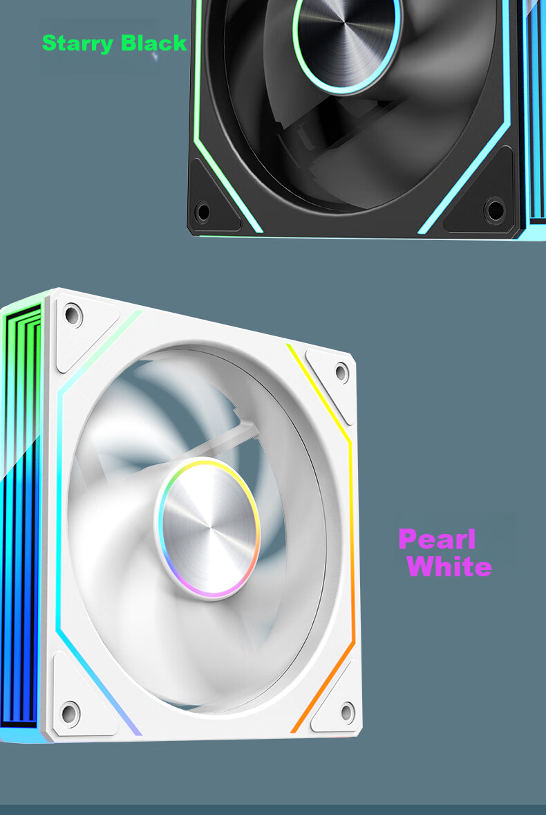 Компьютерный вентилятор Wanjia Lejing 8Pro ARGB, черный, антилистовой, 12 см с RGB-синхронизацией, 5V 3-pin ARGB PWM