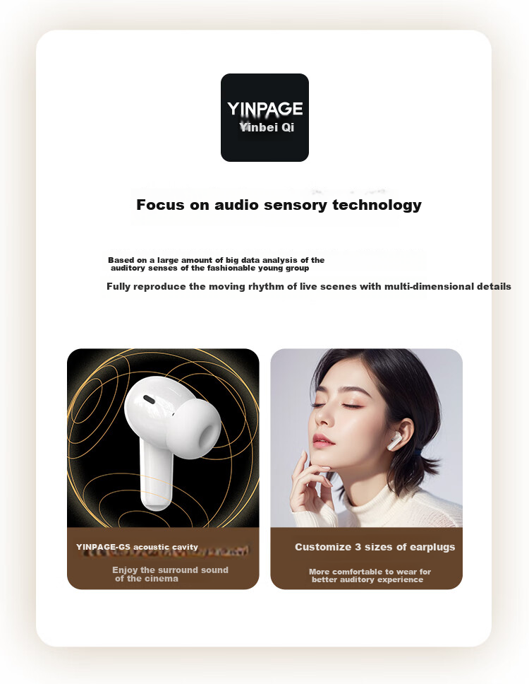 Беспроводные наушники Yinbeiqi Real1Pro True Wireless Bluetooth с активным шумоподавлением ANC