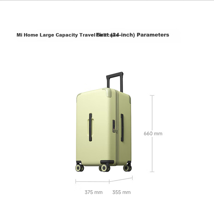 Чемодан Xiaomi Mijia Luggage, 26-дюймовый, PC, большой вместимости, с универсальными колесами, кодовым замком, угольно-черный