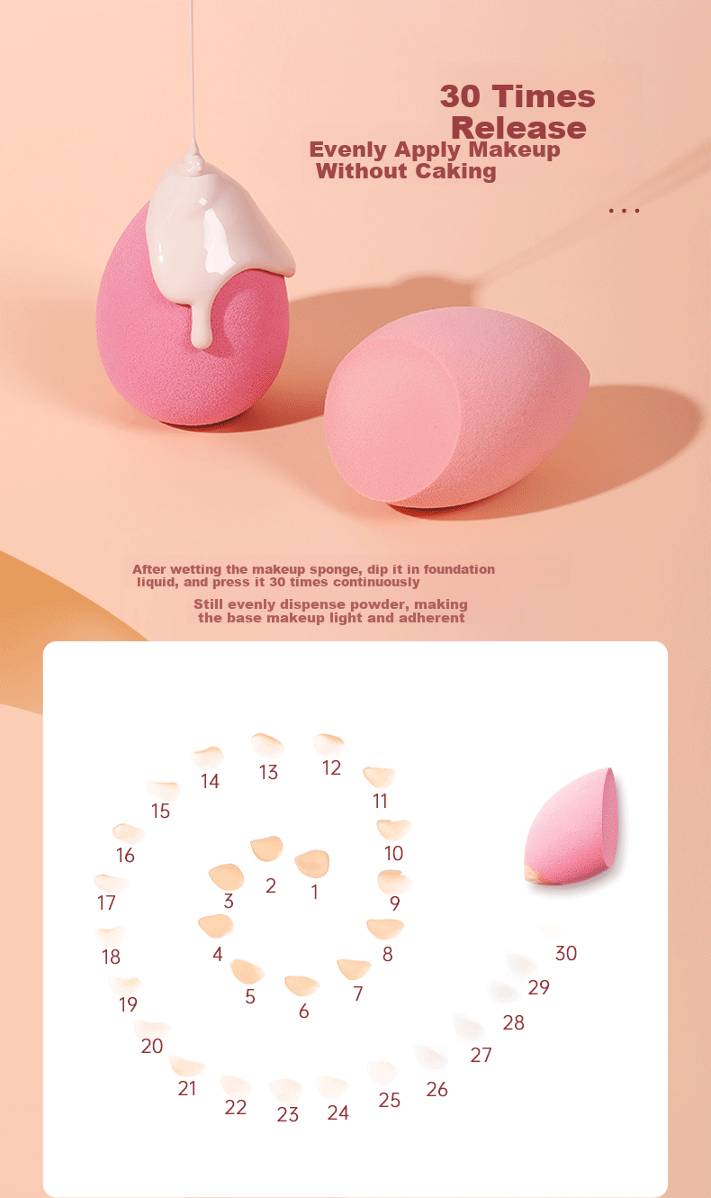 Косметичка "Клубничное суфле" Beautyegg, набор из 4 штук, без впитывания пудры, для макияжа