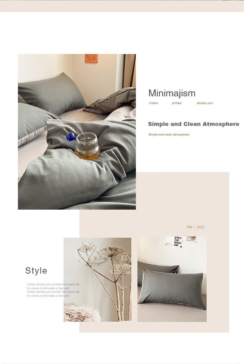 Комплект постельного белья MiiOW Pure Cotton, 220*240 см, 1.8/2.0 м, серый/темно-серый