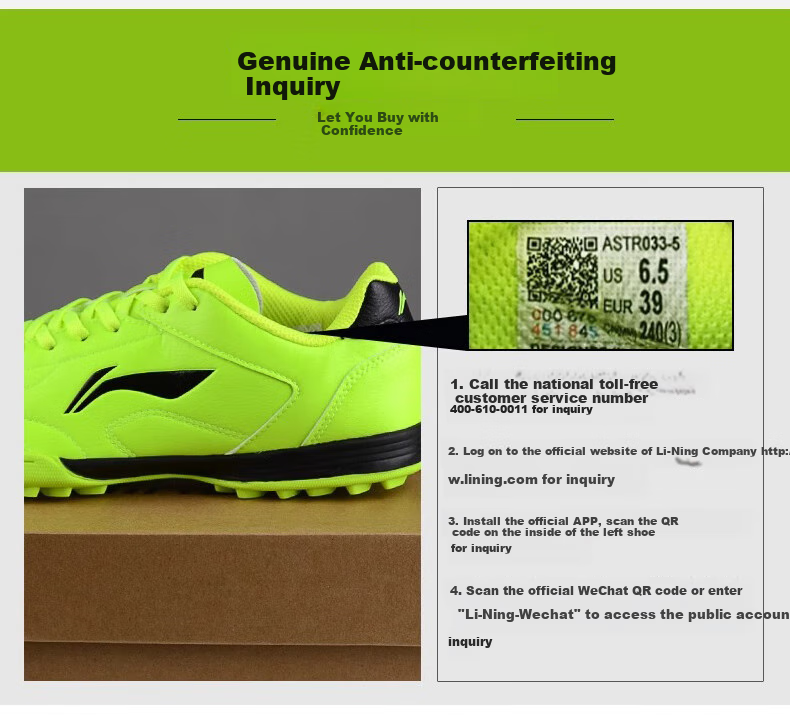 Футбольные бутсы Li-Ning для мужчин, подростков и детей, профессиональные тренировочные бутсы для искусственного газона, синие, размер 32