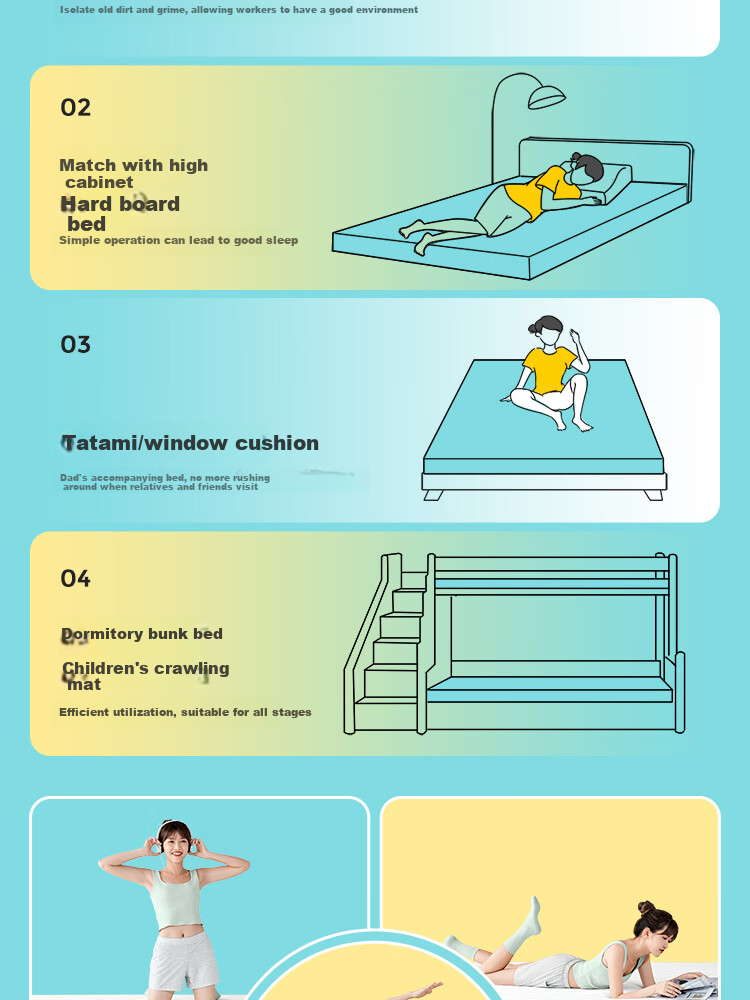 Матрас Linshishenghuo Memory Foam Mattress Pad, мягкая подушка для дома, губчатый коврик для общежития студентов, 6 см толщиной, 0.9*1.9 метра