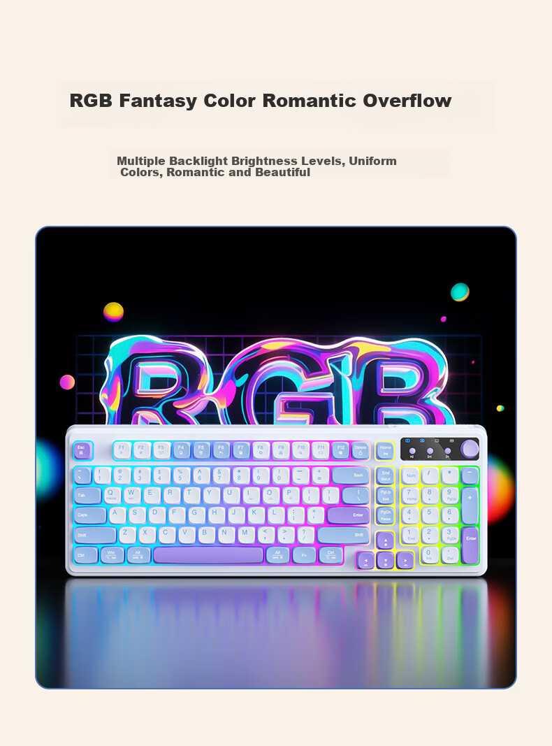 Механическая клавиатура BOW K520BU с подсветкой, проводная, для игр и офиса, молочно-кофейный цвет