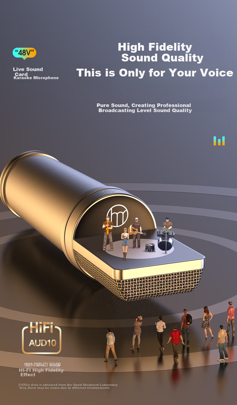 Звуковая карта Haomuren SO8 для прямой трансляции, караоке-микрофон, профессиональный микрофонный стенд с подсветкой, внешний микрофон для ПК и телефона