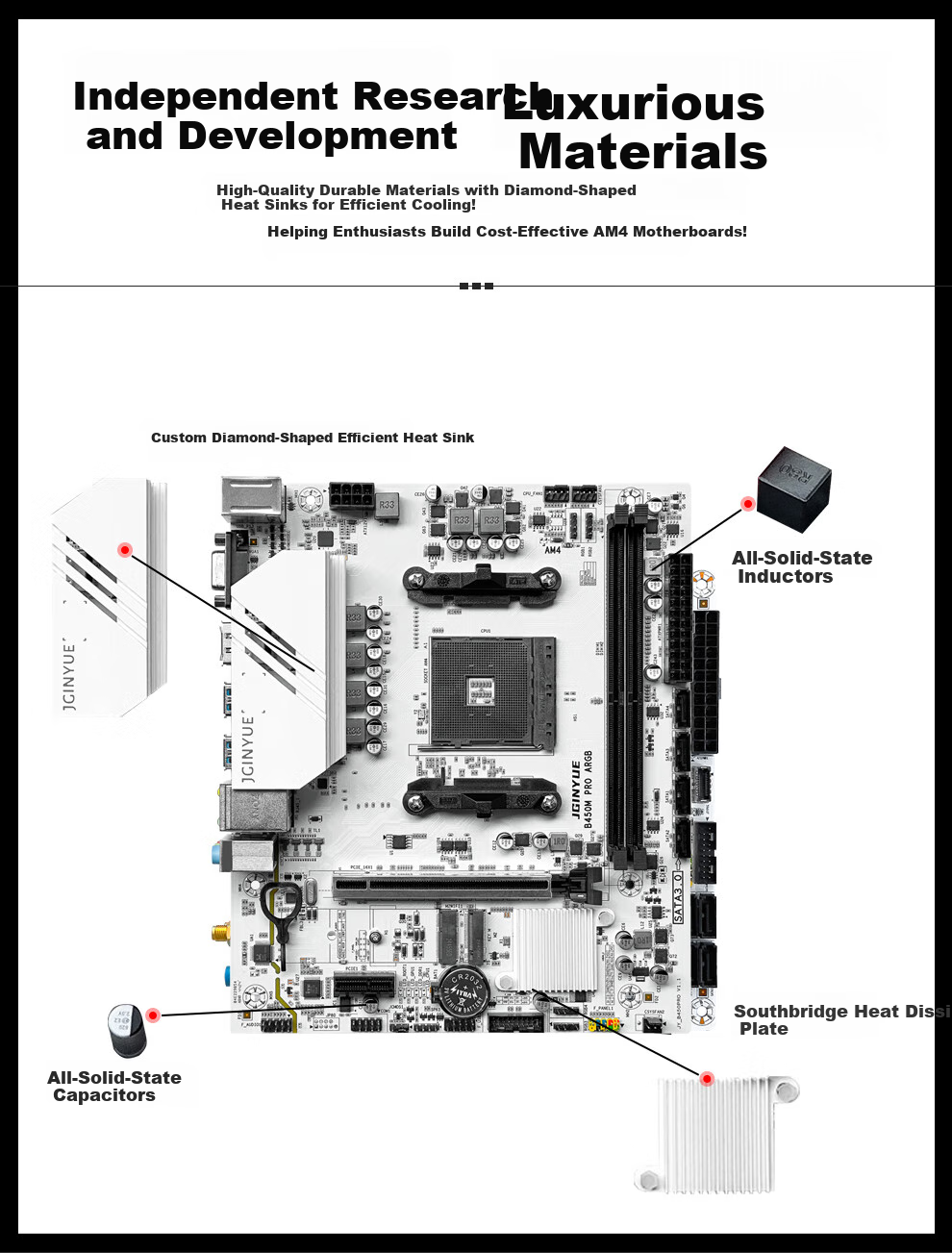 Материнская плата Jingyue B450M PRO ARGB, сокет AM4, DDR4, M-ATX, для процессоров AMD Ryzen 5000 серии