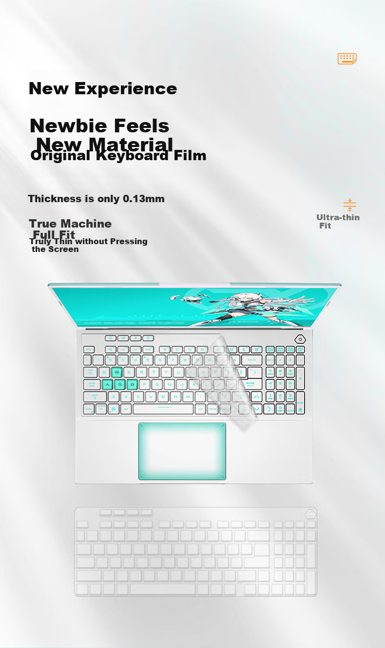 Защитная пленка для клавиатуры Jiasu ASUS TUF Gaming A16 Pro, прозрачная, противоударная, пылезащитная