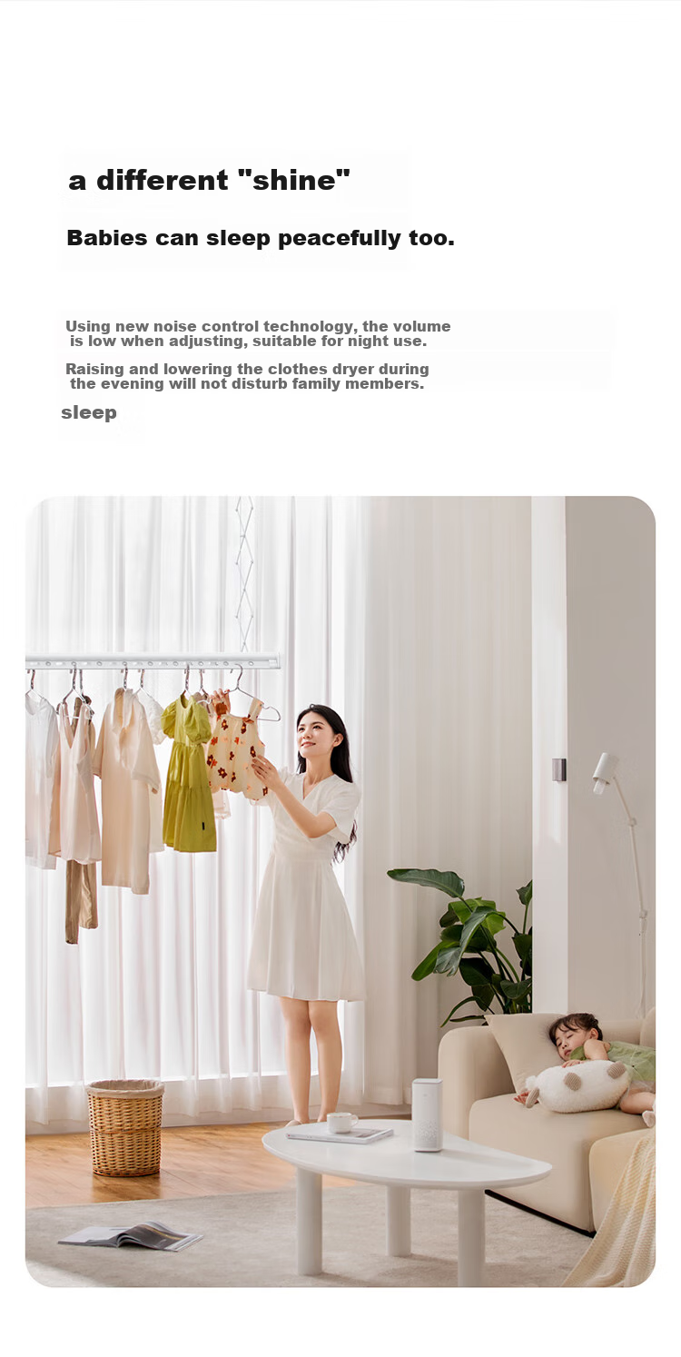 Умная сушилка для белья Mijia Smart Clothes Drying Rack Pro, Moonlight White, Xiaomi Electric Invisible Clothes Hanger, ультратонкая встраиваемая установка
