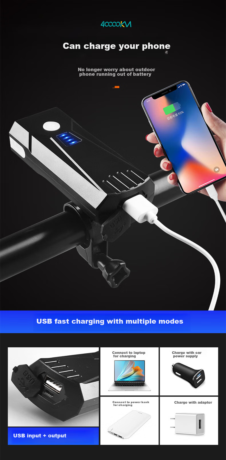 Велосипедный фонарь Siwangongli, передний фонарь с USB-зарядкой, велосипедное оборудование