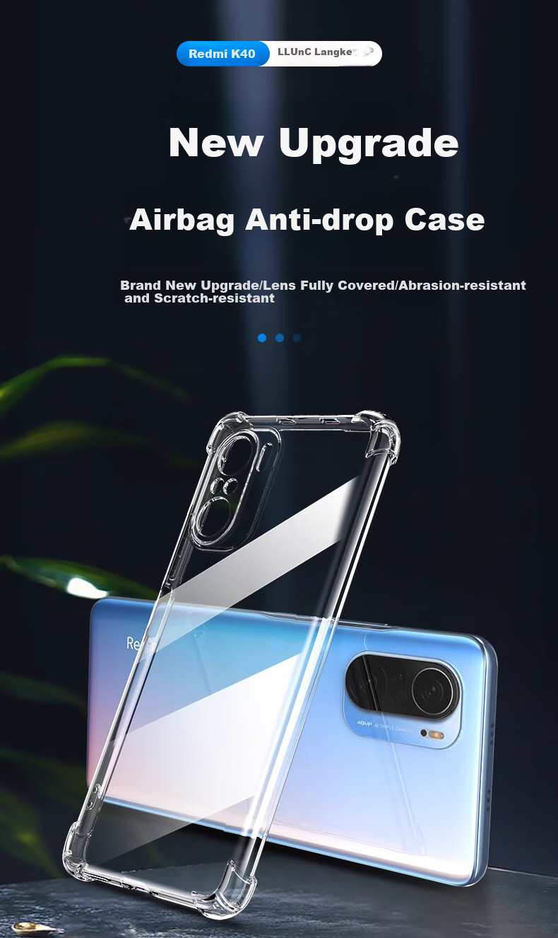 Защитный чехол LLUNC для Xiaomi Redmi K40 / K40 Pro, полностью прозрачный, с защитой объектива, противоударный, ультратонкий TPU, защита от отпечатков пальцев