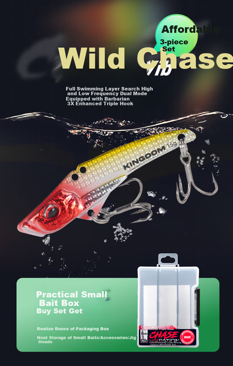 Комплект блесен Guowangliuya Metal VIB Lure Set, искусственная приманка для пресноводной рыбалки, 7.5 г, набор S2
