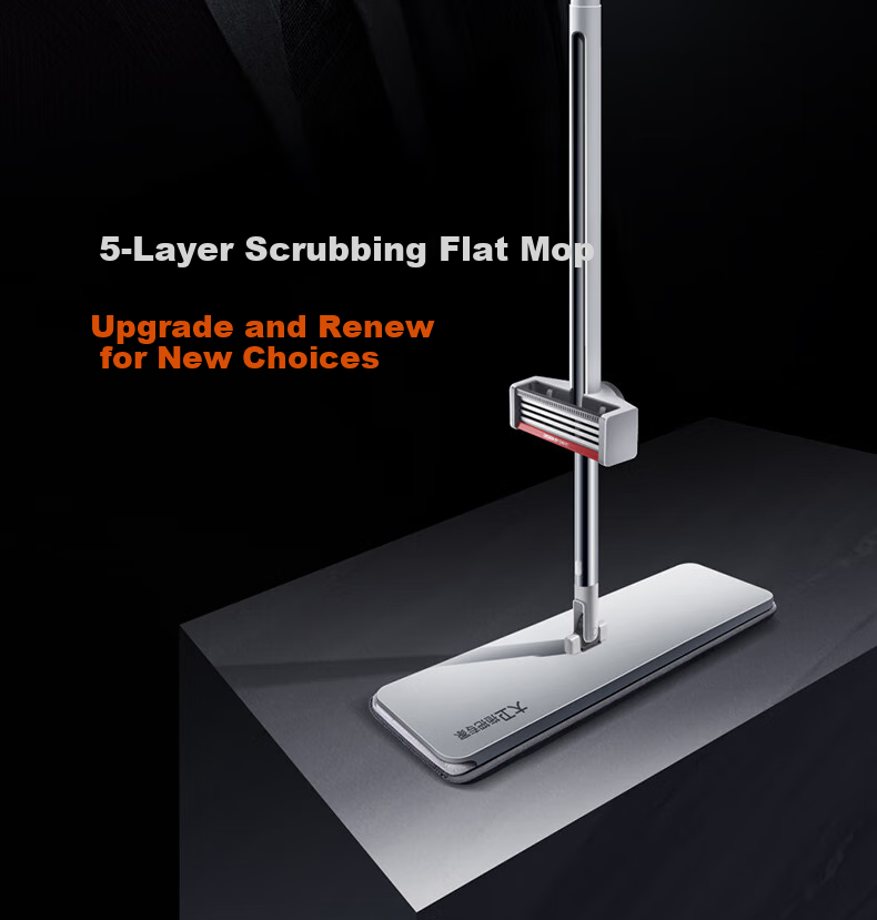 Швабра Dawei Flat Mop, 40см, 133см, 2 насадки из ткани P12, без ручного мытья, 5-слойная скребок для грязи