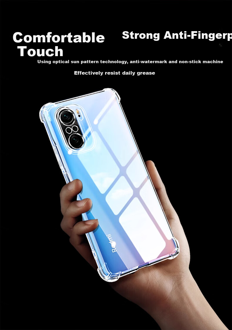 Защитный чехол LLUNC для Xiaomi Redmi K40 / K40 Pro, полностью прозрачный, с защитой объектива, противоударный, ультратонкий TPU, защита от отпечатков пальцев