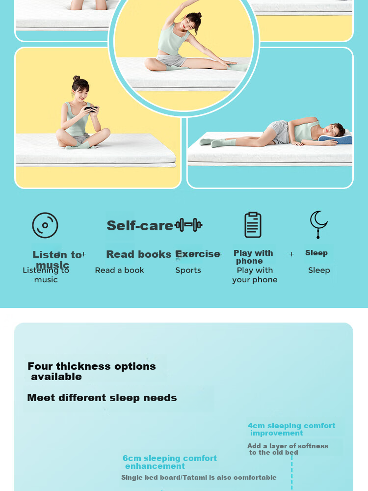 Матрас Linshishenghuo Memory Foam Mattress Pad, мягкая подушка для дома, губчатый коврик для общежития студентов, 6 см толщиной, 0.9*1.9 метра