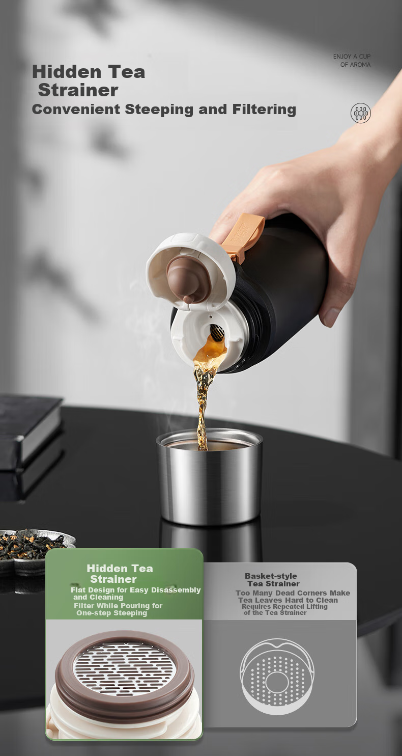 Термос SUPOR Insulated Bottle, 1л, нержавеющая сталь 316L, портативный для путешествий, черный