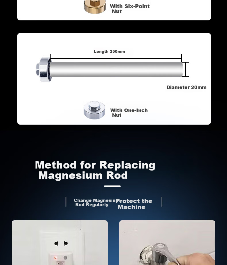 Магниевый анод Jingwanhui для водонагревателя, универсальный, подходит для Midea, Vanward, Sakura, Wanjiayue, Aucma, Galanz, 40-45 л, 16-160 мм