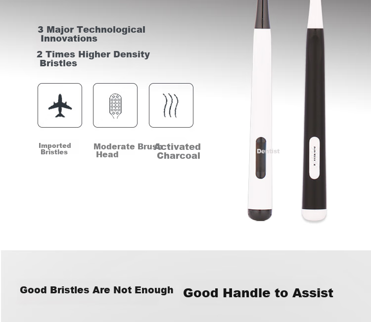 Зубная щетка Yaboshi Charcoal White Deep Cleaning Soft Bristle Toothbrush, Long Carbon Fiber, Gum Protection, 2-Pack DT701