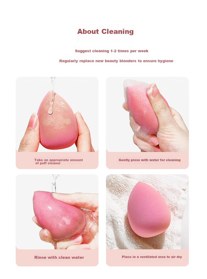 Косметичка "Клубничное суфле" Beautyegg, набор из 4 штук, без впитывания пудры, для макияжа