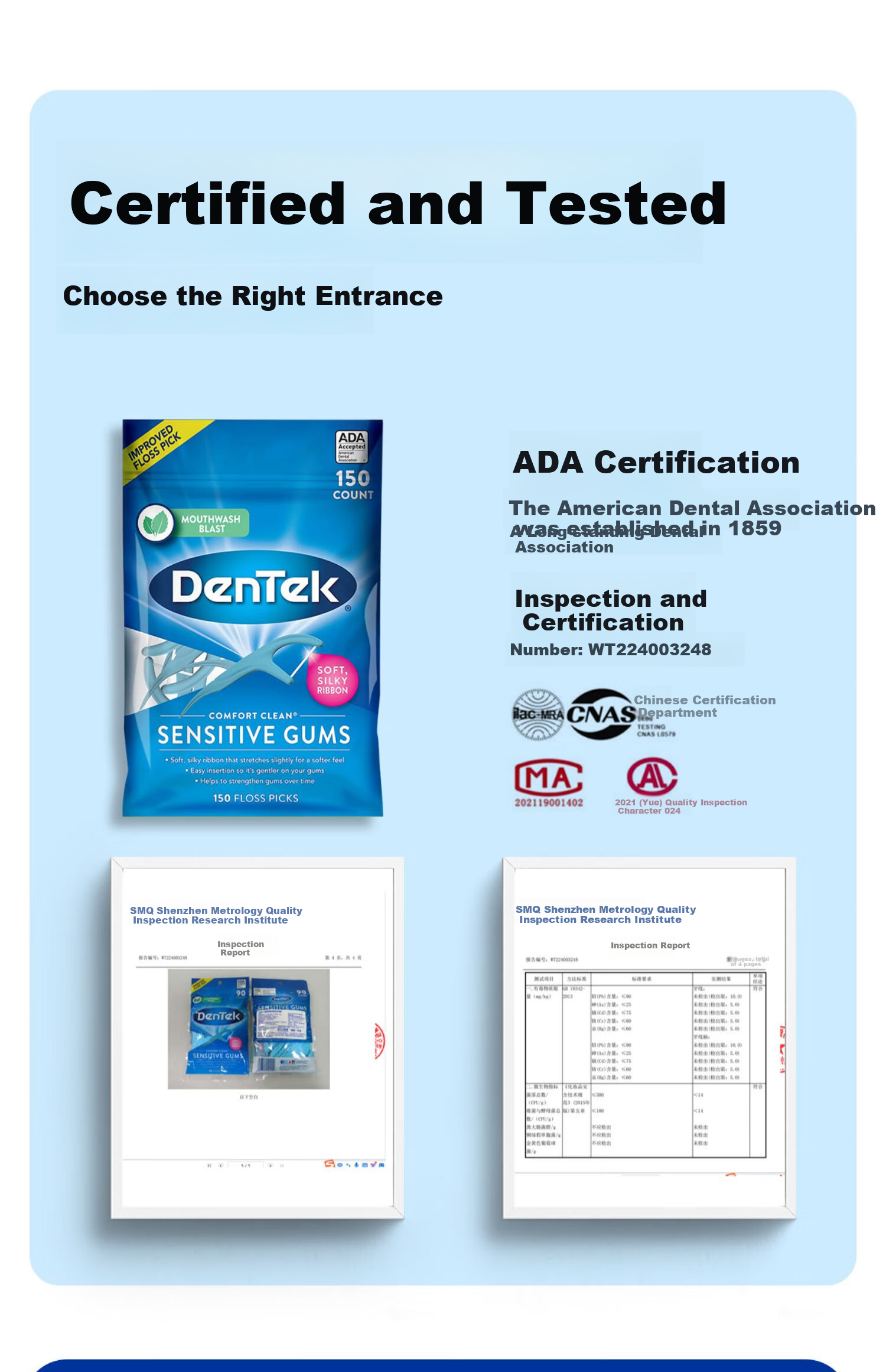 Зубная нить Dentaike Dentek Professional Ultra-Thin Floss Picks, 150 шт., с фтором и мятой