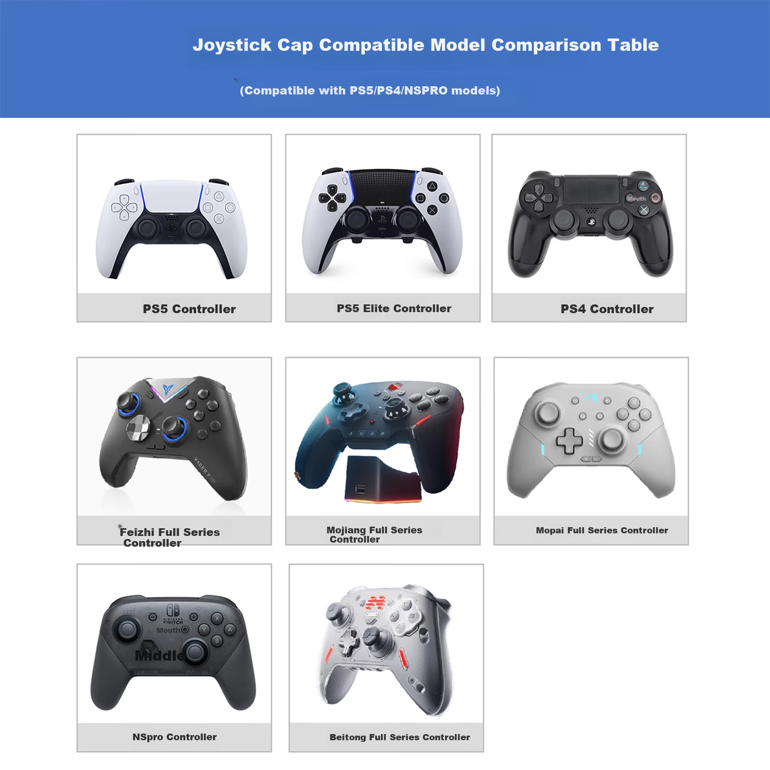 Защитные накладки на стики Jixiang для геймпадов PS4/PS5/NS2 PRO, противоскользящие, от пота, от износа, 4 шт.