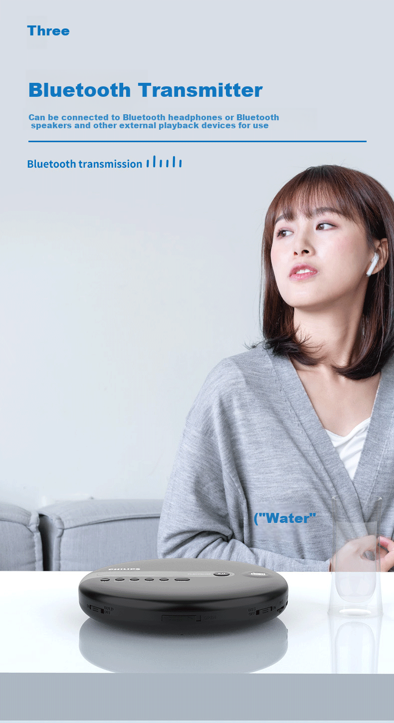 Портативный CD-плеер PHILIPS EXP2368 с Bluetooth, антишок, черный