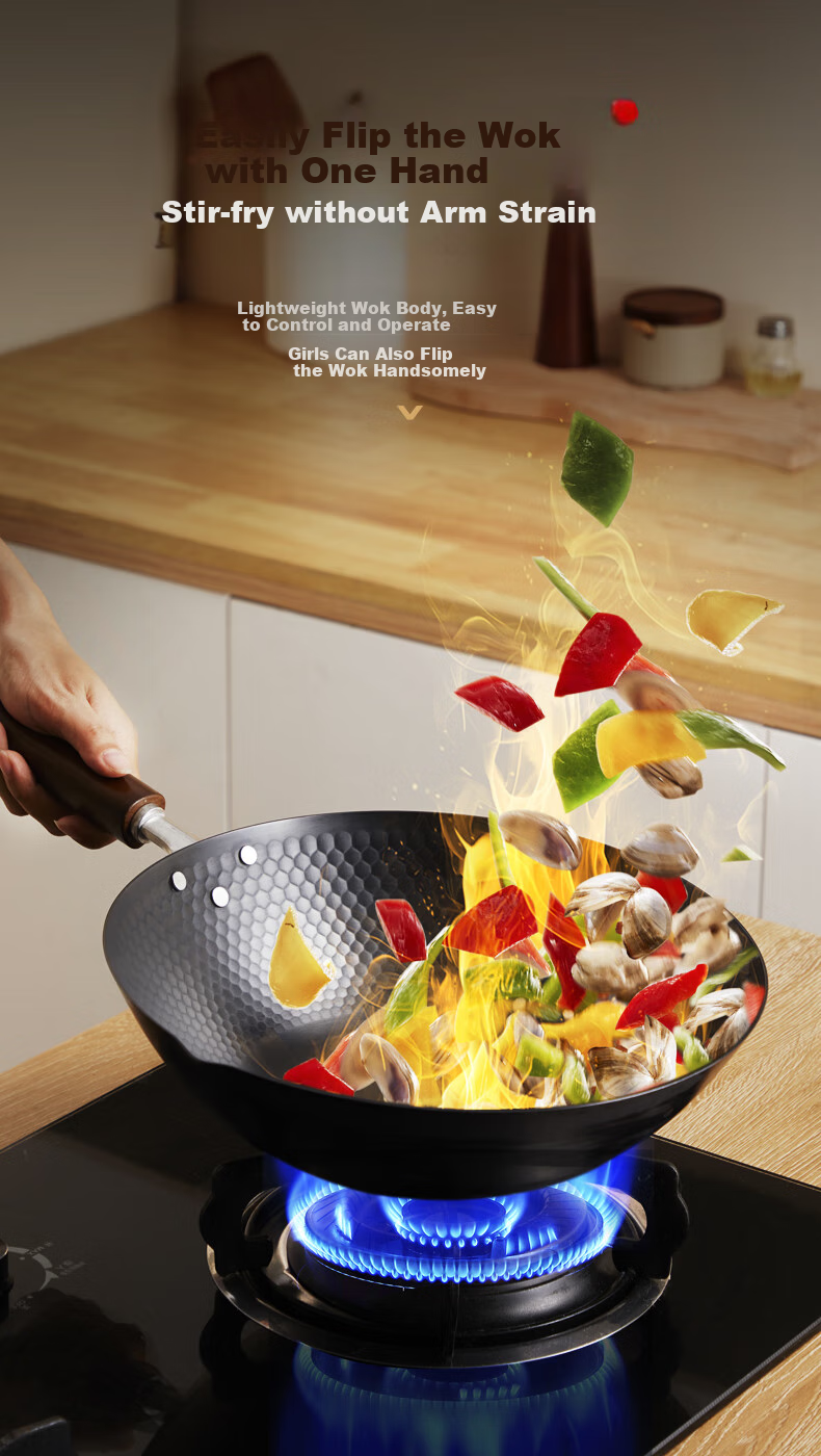 Сковорода Shentian Wok, традиционная чугунная, с физическим покрытием, 30 см, с крышкой