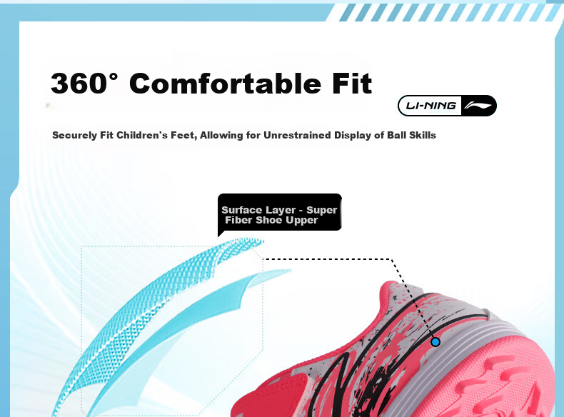 Детские футбольные бутсы Li-Ning для возраста 6-12 лет, с шипами TF, для юношей, для тренировок и соревнований, размер 32