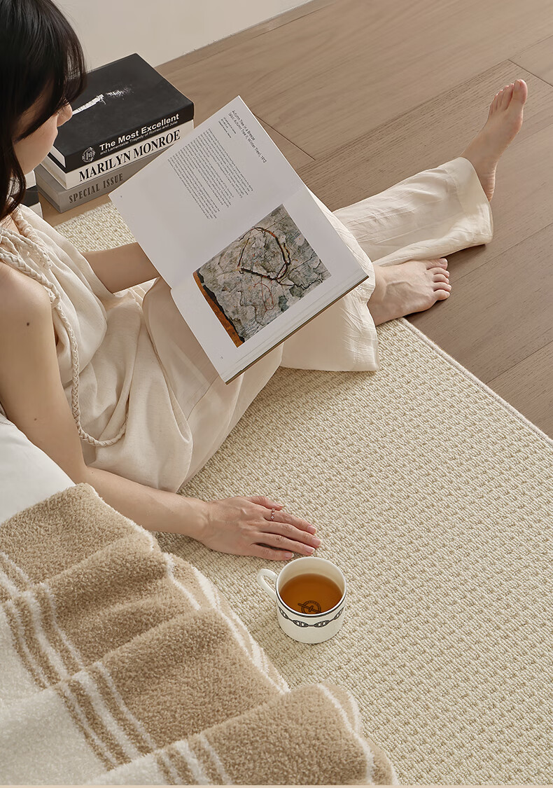 Ковер Dajiang Wool Bedside Rug, длинный прикроватный коврик, противоскользящий, цвет ванильно-белый, 60x180 см