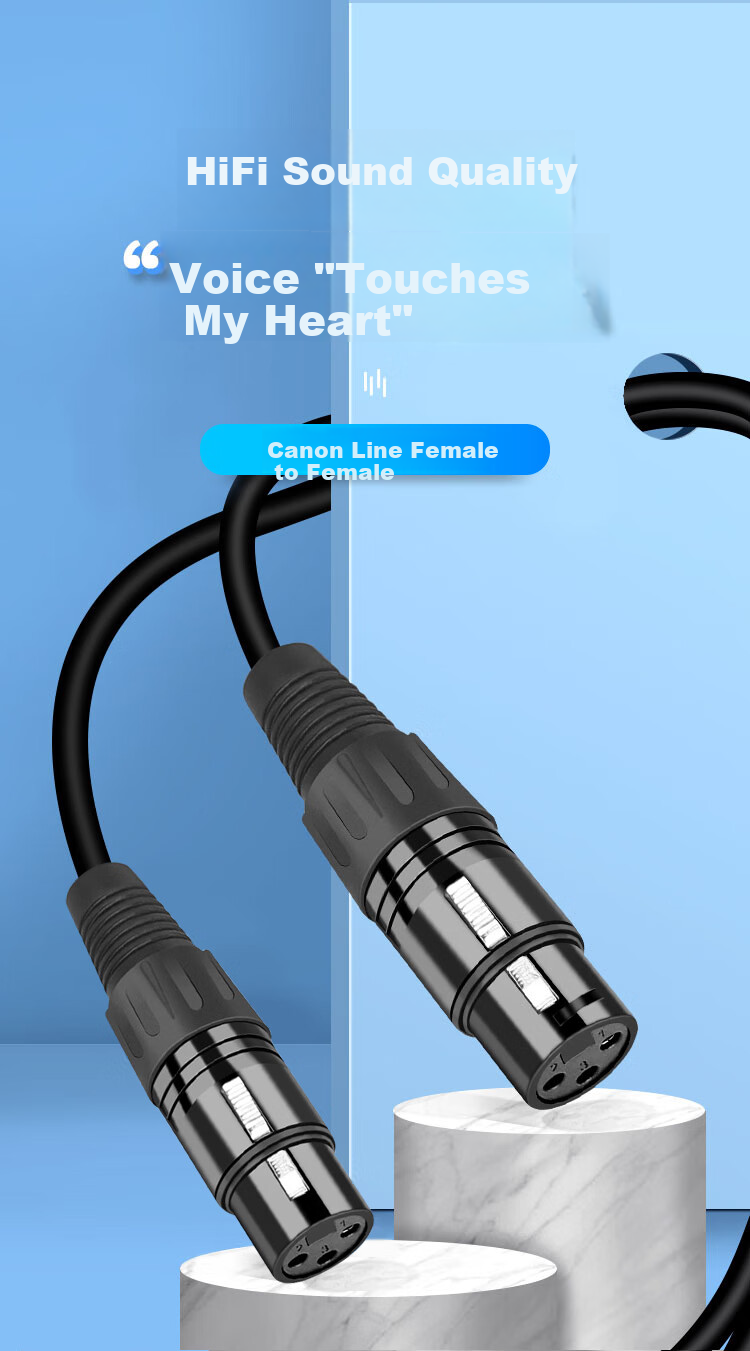 Кабель Yeren XLR Female to Female, 1.5 метра, аудио микрофонный кабель, кабель для микшера, усилителя, наушников, YR-YP53