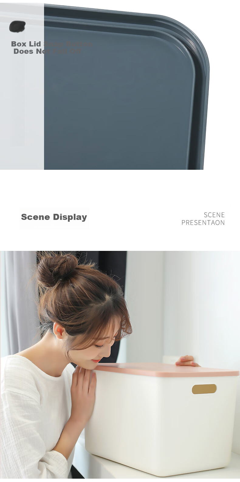 Органайзер для хранения Baicaoyuan, настольный, для офиса, ванной комнаты, с крышкой, средний размер, темно-синий