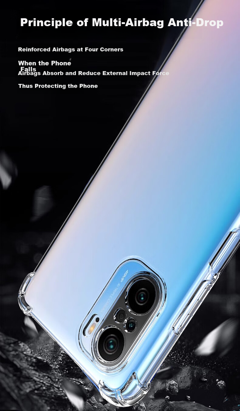 Защитный чехол LLUNC для Xiaomi Redmi K40 / K40 Pro, полностью прозрачный, с защитой объектива, противоударный, ультратонкий TPU, защита от отпечатков пальцев