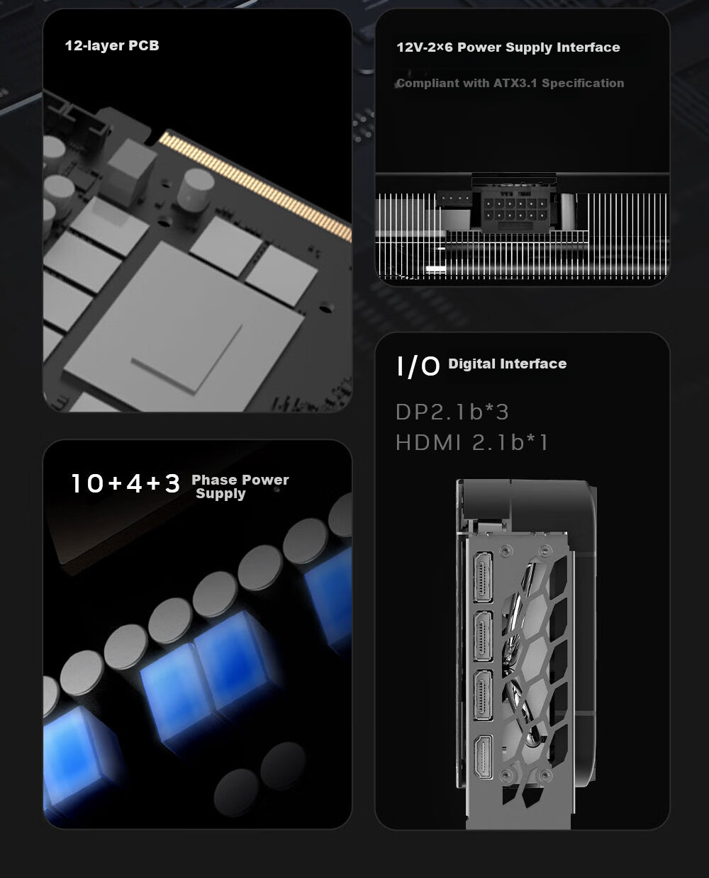 Видеокарта Yingchi GeForce RTX 5070 Ti Metal Master Black Edition OC, 16GB GDDR7, DLSS 4, E-Sports Gaming Design Editing AI Graphics Card