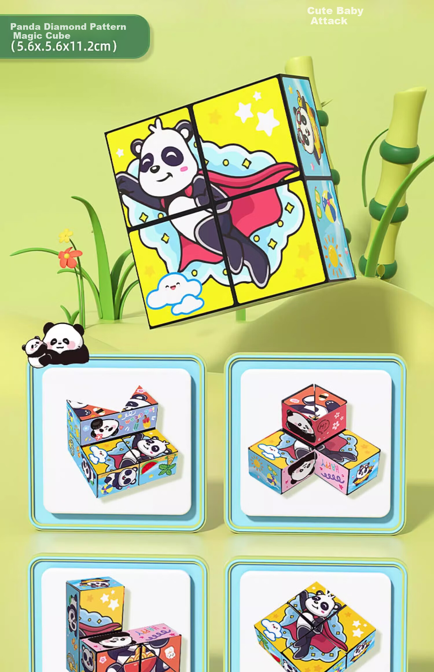 Lankupa Panda Transformable Infinite Cube, 3D строительные блоки, развивающая игрушка для детей 3-6 лет, подарок на Новый год для девочек