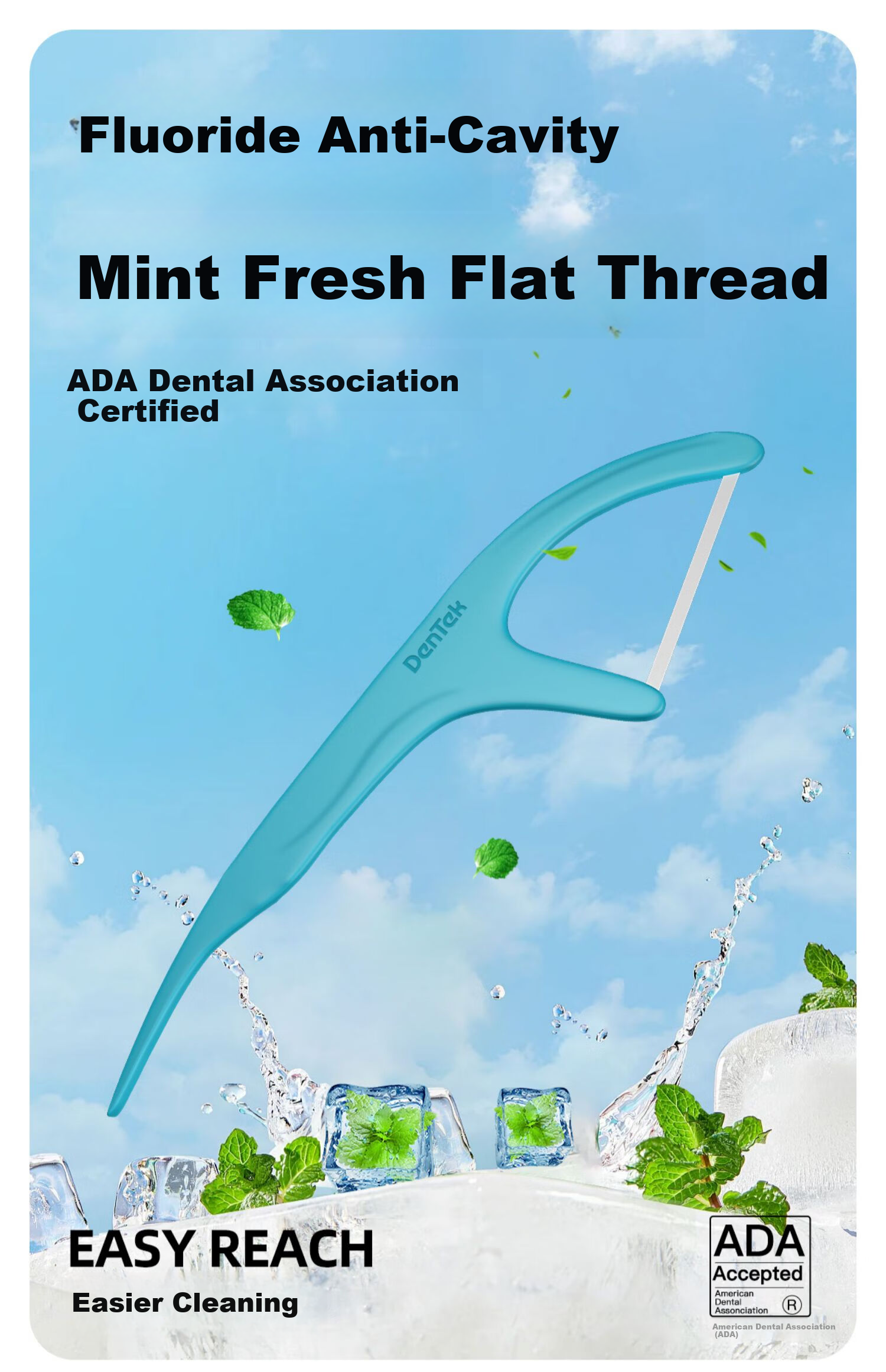 Зубная нить Dentaike Dentek Professional Ultra-Thin Floss Picks, 150 шт., с фтором и мятой