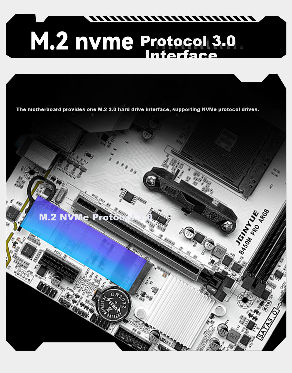 Материнская плата Jingyue B450M PRO ARGB, сокет AM4, DDR4, M-ATX, для процессоров AMD Ryzen 5000 серии
