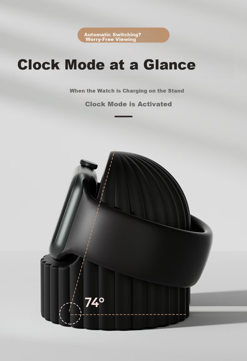 Зарядная подставка BHO для Apple Watch, беспроводная зарядка для Apple Watch S11/S10/SE/S9/8/7/6/Ultra3/2, настольная док-станция, силикон, серая