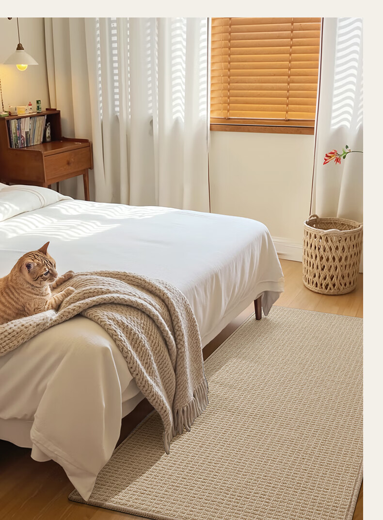 Ковер Dajiang Wool Bedside Rug, длинный прикроватный коврик, противоскользящий, цвет ванильно-белый, 60x180 см
