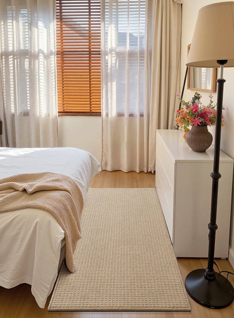 Ковер Dajiang Wool Bedside Rug, длинный прикроватный коврик, противоскользящий, цвет ванильно-белый, 60x180 см