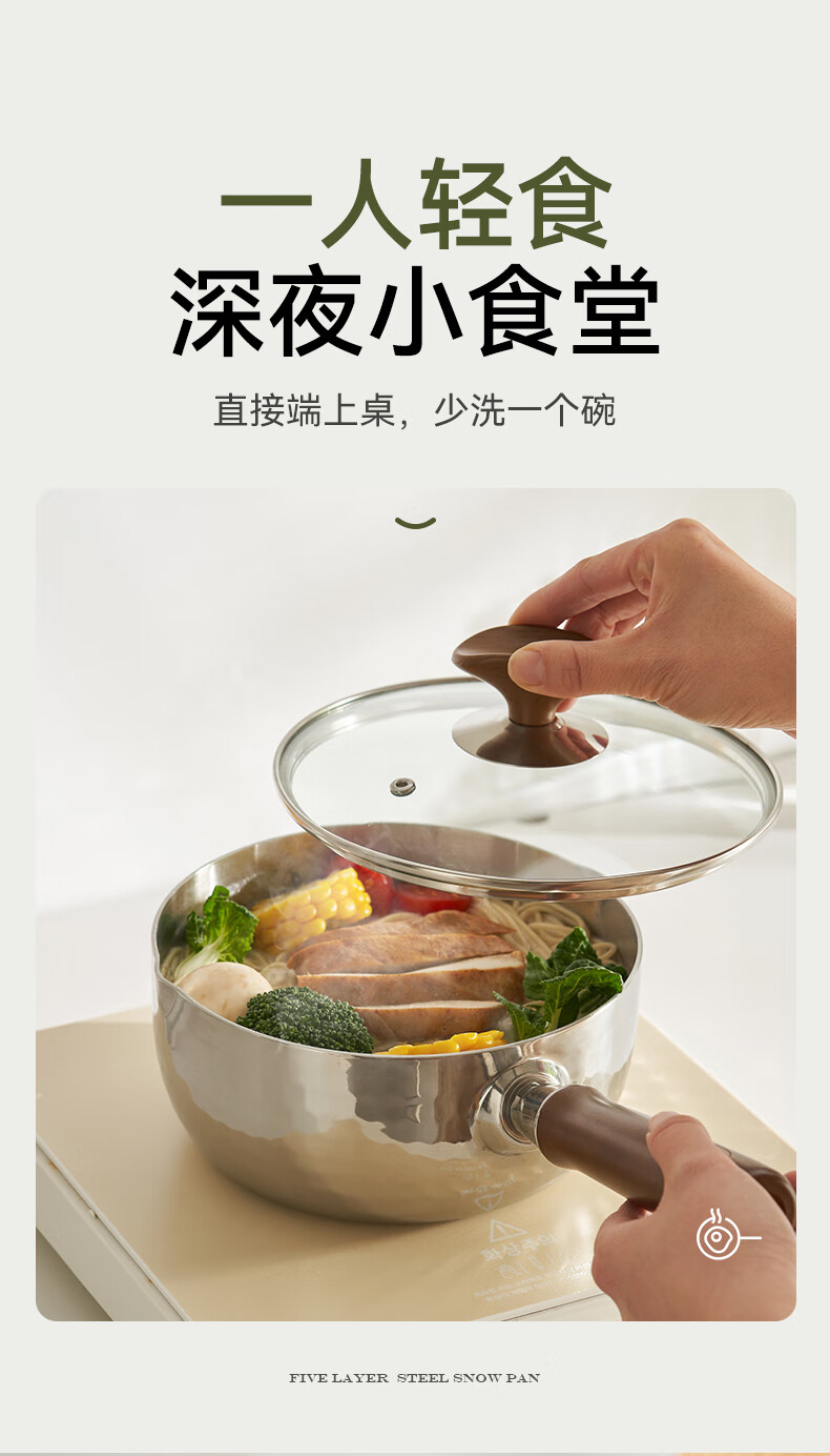 Кастрюля Kims Cook, 22 см, с дуршлагом, из нержавеющей стали 316L, 5-слойная, для детского питания и лапши, с композитным дном