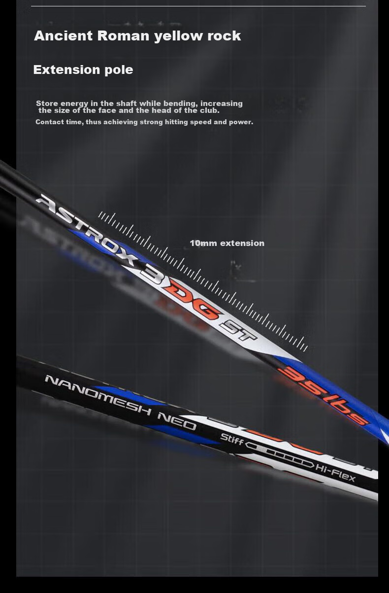 Бадминтонная ракетка YONEX Astrox AX3DGST, полнокарбоновая, струнная, 4U, 26 Lbs, черная и синяя, с лентой для захвата